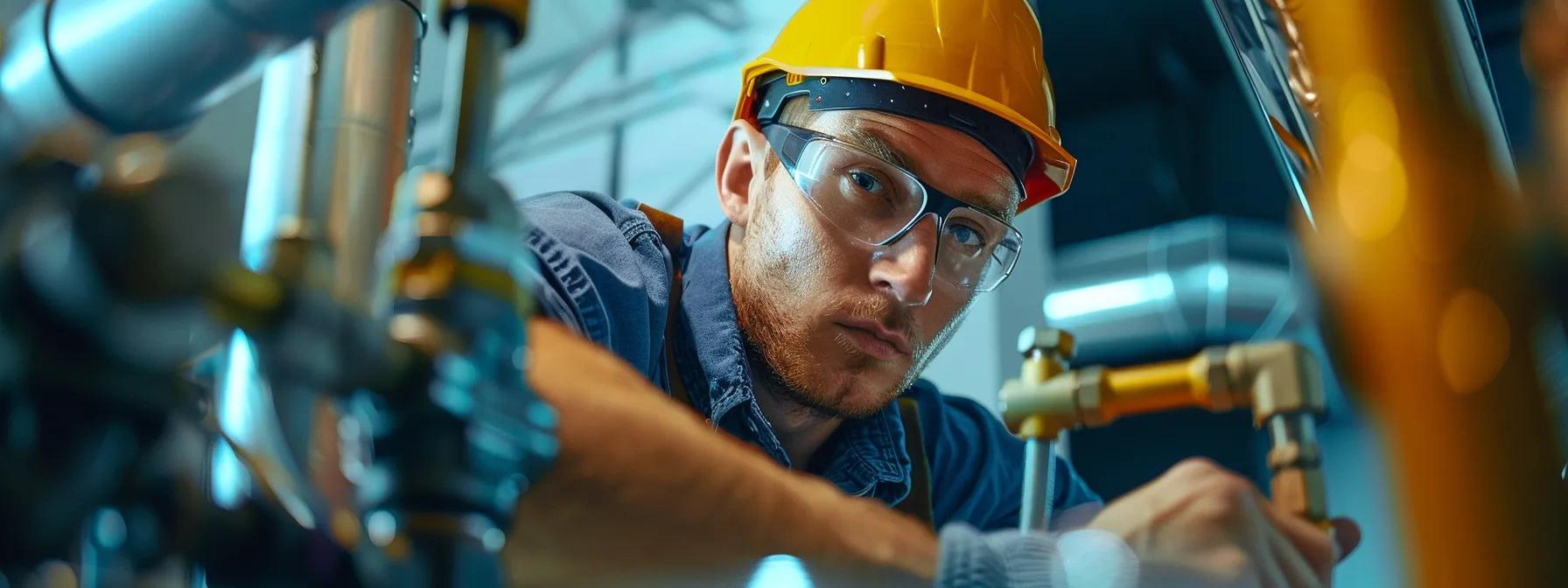 a vibrant image of a professional plumber in action, expertly diagnosing a plumbing issue amidst a backdrop of modern tools and equipment, highlighting the essence of high-quality service and customer trust.